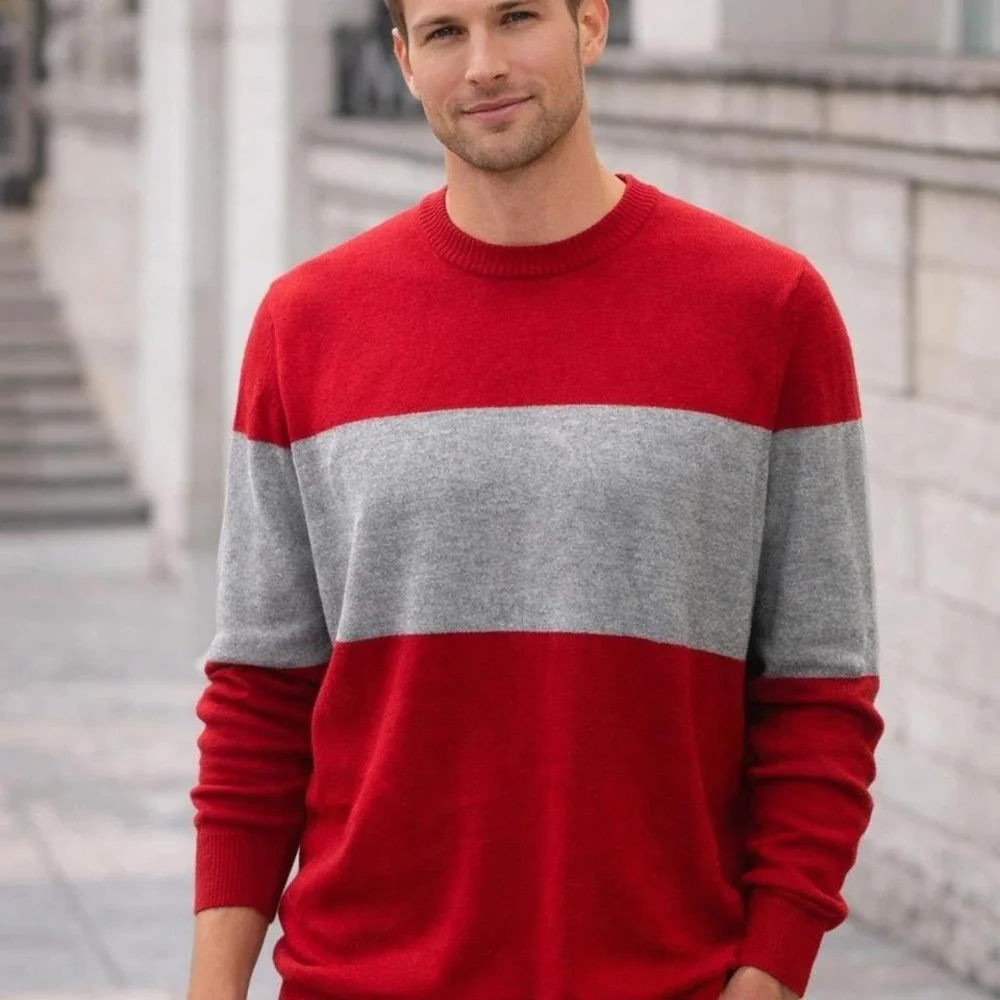 Calvin Klein- Red and Gray Men's Sweater‎ Size XL